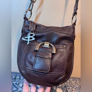 B. Makowsky Chocolate Brown Leather Shoulder Bag